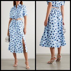 💕ALTUZARRA💕 Ben Cropped Shirt + Tandy Midi Skirt Coventry Blue Petal 36 Floral